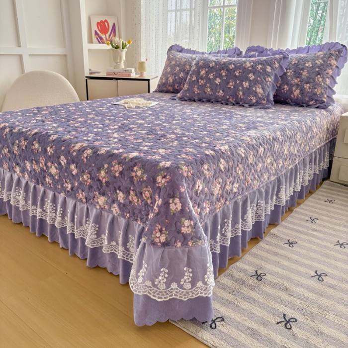 91家纺网 家纺一手货源 找家纺 2025新款牛奶绒床盖四件套床上绒四件套 手捧花