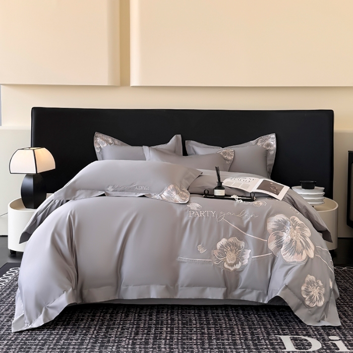 91家纺网 家纺一手货源 找家纺 （总）2025新款全棉长绒棉四件套刺绣高端轻奢床上用品-梦幻