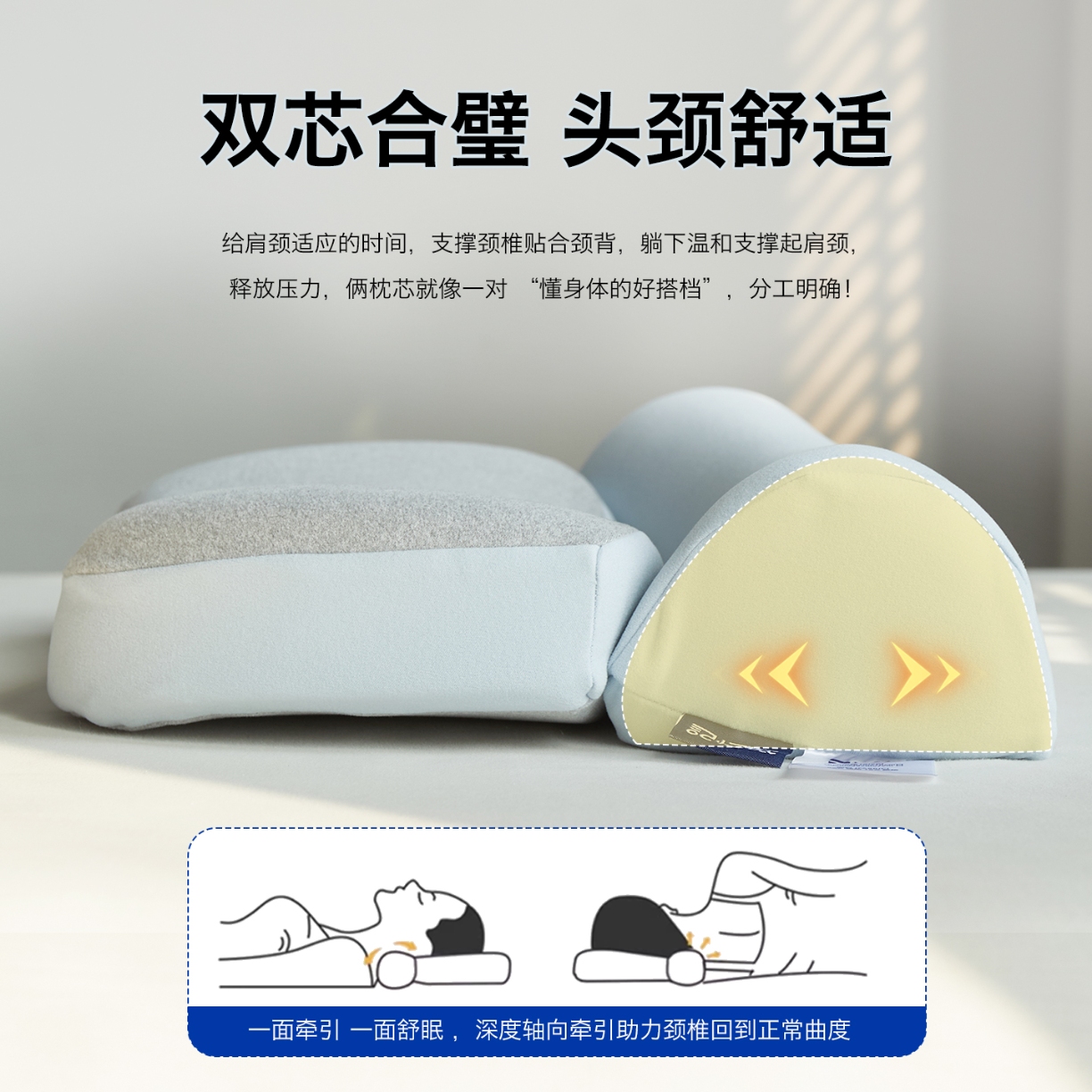 91家纺网 家纺一手货源 找家纺 （总）2026新款 全新升级零压牵引深睡记忆枕芯枕头 零压牵引护颈按摩枕芯牵引记忆枕头