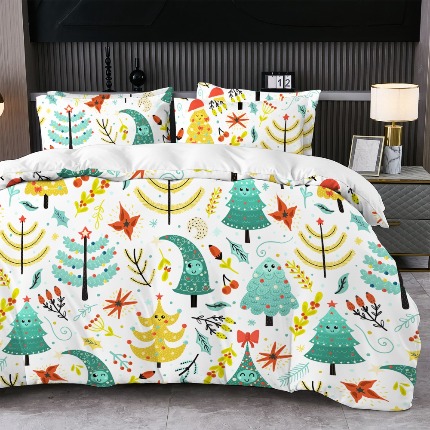 91家纺网 家纺一手货源 找家纺 jit跨境数码印花被套三件套一件代发temu希音集采shein亚马逊速卖通pod-圣诞款第一批