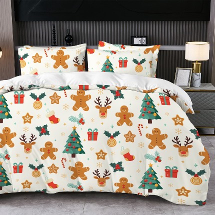 91家纺网 家纺一手货源 找家纺 jit跨境数码印花被套三件套一件代发temu希音集采shein亚马逊速卖通pod-圣诞款第一批