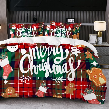 91家纺网 家纺一手货源 找家纺 jit跨境数码印花被套三件套一件代发temu希音集采shein亚马逊速卖通pod-圣诞款第一批