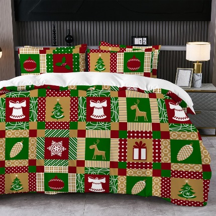 91家纺网 家纺一手货源 找家纺 jit跨境数码印花被套三件套一件代发temu希音集采shein亚马逊速卖通pod-圣诞款第一批