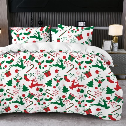 91家纺网 家纺一手货源 找家纺 jit跨境数码印花被套三件套一件代发temu希音集采shein亚马逊速卖通pod-圣诞款第一批