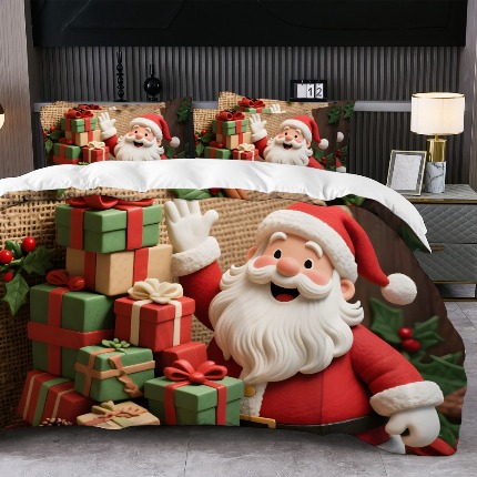 91家纺网 家纺一手货源 找家纺 jit跨境数码印花被套三件套一件代发temu希音集采shein亚马逊速卖通pod-圣诞款第一批