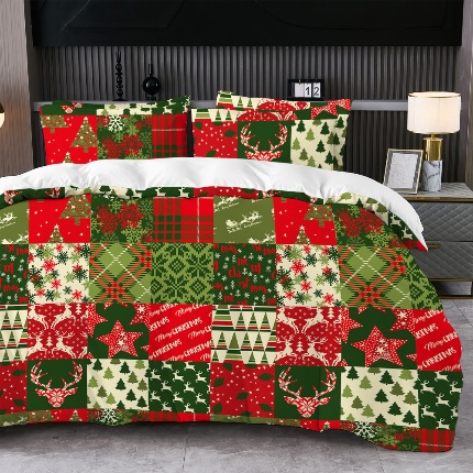 91家纺网 家纺一手货源 找家纺 jit跨境数码印花被套三件套一件代发temu希音集采shein亚马逊速卖通pod-圣诞款第一批