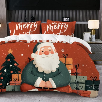 91家纺网 家纺一手货源 找家纺 jit跨境数码印花被套三件套一件代发temu希音集采shein亚马逊速卖通pod-圣诞款第一批