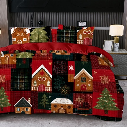 91家纺网 家纺一手货源 找家纺 jit跨境数码印花被套三件套一件代发temu希音集采shein亚马逊速卖通pod-圣诞款第一批