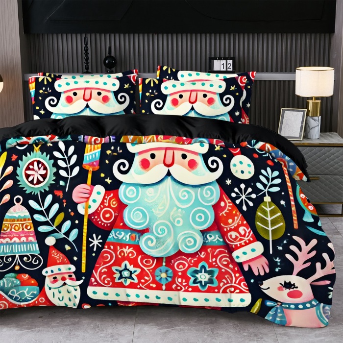 91家纺网 家纺一手货源 找家纺 jit跨境数码印花被套三件套一件代发temu希音集采shein亚马逊速卖通pod-圣诞款第一批