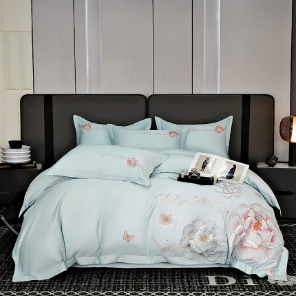 91家纺网 家纺一手货源 找家纺 （总）2025新款长绒棉全棉刺绣轻奢四件套--花开富贵 