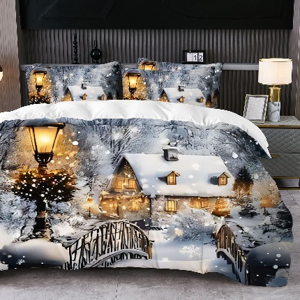 91家纺网 家纺一手货源 找家纺 jit跨境数码印花被套三件套一件代发temu希音集采shein亚马逊速卖通pod模式-圣诞款第二批