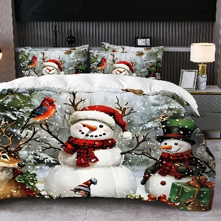 91家纺网 家纺一手货源 找家纺 jit跨境数码印花被套三件套一件代发temu希音集采shein亚马逊速卖通pod模式-圣诞款第二批