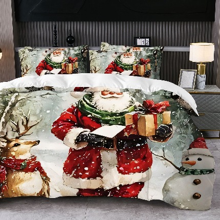 91家纺网 家纺一手货源 找家纺 jit跨境数码印花被套三件套一件代发temu希音集采shein亚马逊速卖通pod模式-圣诞款第二批