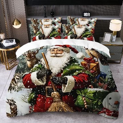 91家纺网 家纺一手货源 找家纺 jit跨境数码印花被套三件套一件代发temu希音集采shein亚马逊速卖通pod模式-圣诞款第二批