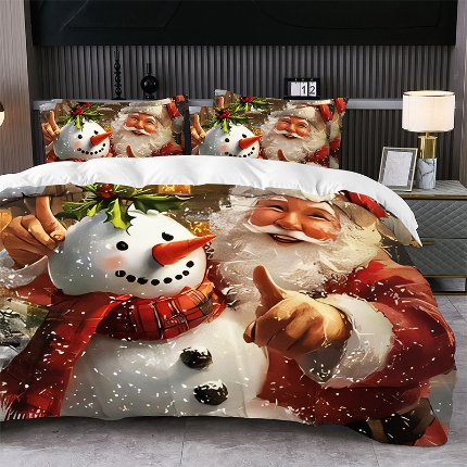 91家纺网 家纺一手货源 找家纺 jit跨境数码印花被套三件套一件代发temu希音集采shein亚马逊速卖通pod模式-圣诞款第二批