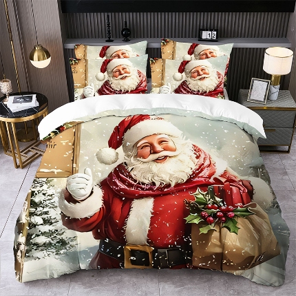 91家纺网 家纺一手货源 找家纺 jit跨境数码印花被套三件套一件代发temu希音集采shein亚马逊速卖通pod-圣诞款 第三批