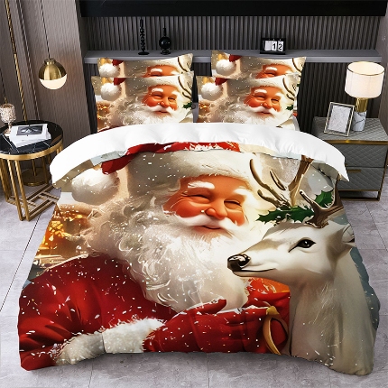 91家纺网 家纺一手货源 找家纺 jit跨境数码印花被套三件套一件代发temu希音集采shein亚马逊速卖通pod-圣诞款 第三批