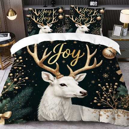 91家纺网 家纺一手货源 找家纺 jit跨境数码印花被套三件套一件代发temu希音集采shein亚马逊速卖通pod-圣诞款 第三批