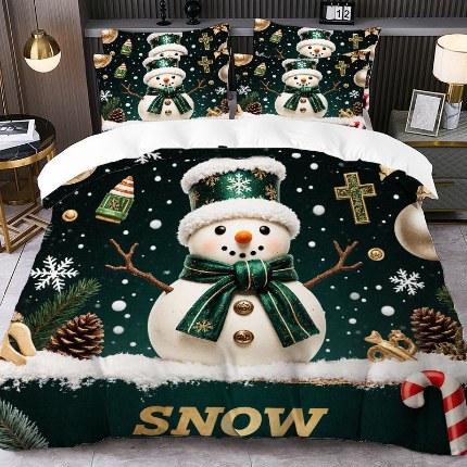 91家纺网 家纺一手货源 找家纺 jit跨境数码印花被套三件套一件代发temu希音集采shein亚马逊速卖通pod-圣诞款 第三批