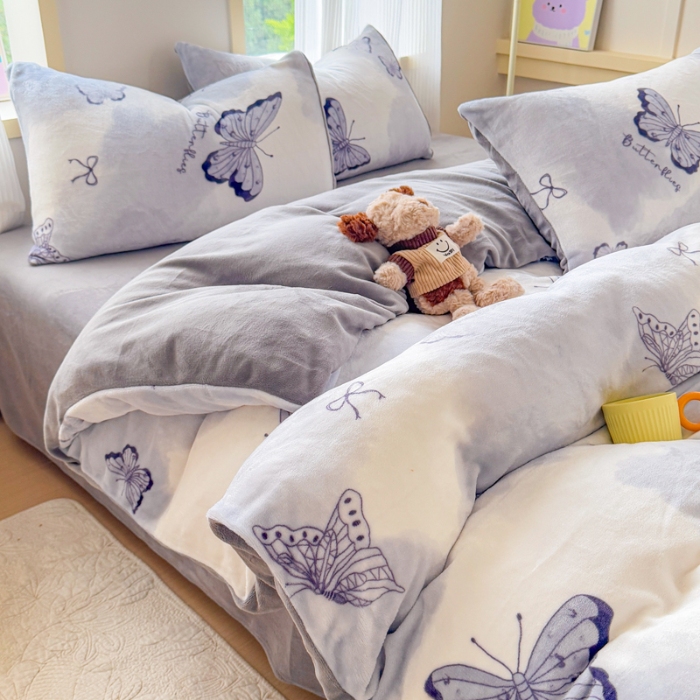 91家纺网 家纺一手货源 找家纺 （总） 2025牛奶绒四件套牛奶绒单被套牛奶绒床笠款四件套小清新可爱套件