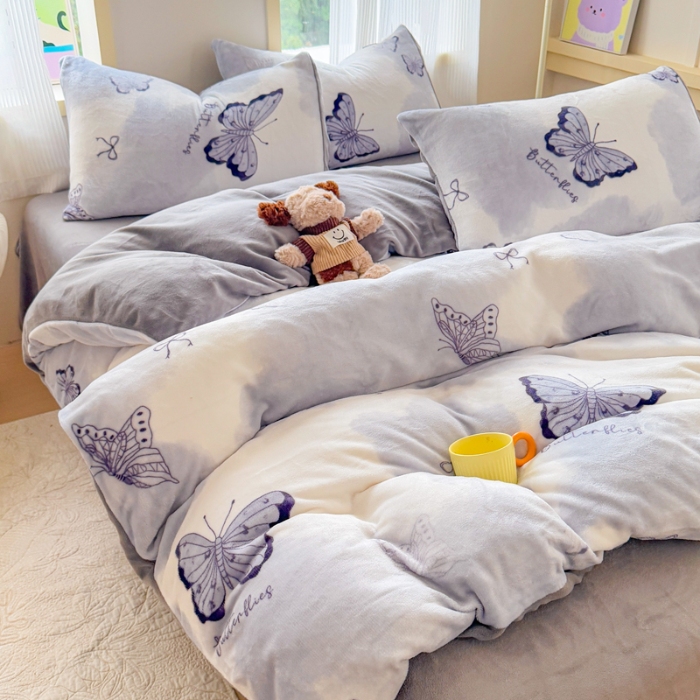 91家纺网 家纺一手货源 找家纺 （总） 2025牛奶绒四件套牛奶绒单被套牛奶绒床笠款四件套小清新可爱套件