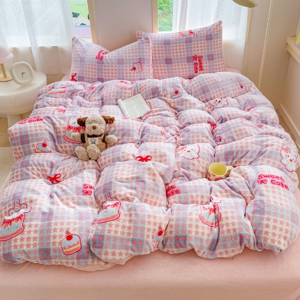 91家纺网 家纺一手货源 找家纺 （总） 2025牛奶绒四件套牛奶绒单被套牛奶绒床笠款四件套小清新可爱套件