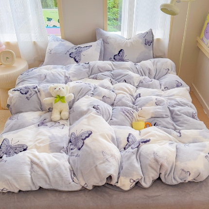 91家纺网 家纺一手货源 找家纺 （总） 2025牛奶绒四件套牛奶绒单被套牛奶绒床笠款四件套小清新可爱套件