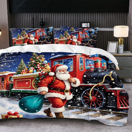 91家纺网 家纺一手货源 找家纺 jit跨境数码印花被套三件套一件代发temu希音集采shein亚马逊速卖通pod-圣诞款 第三批