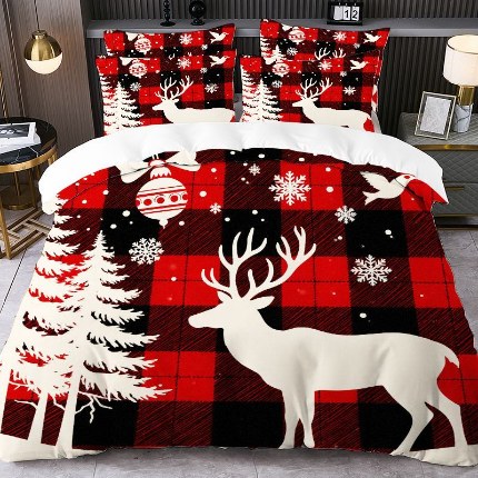 91家纺网 家纺一手货源 找家纺 jit跨境数码印花被套三件套一件代发temu希音集采shein亚马逊速卖通pod-圣诞款 第三批