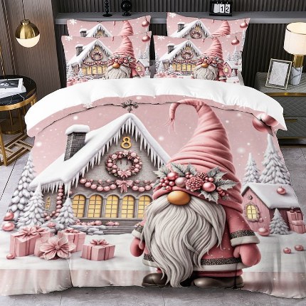 91家纺网 家纺一手货源 找家纺 jit跨境数码印花被套三件套一件代发temu希音集采shein亚马逊速卖通pod-圣诞款 第三批