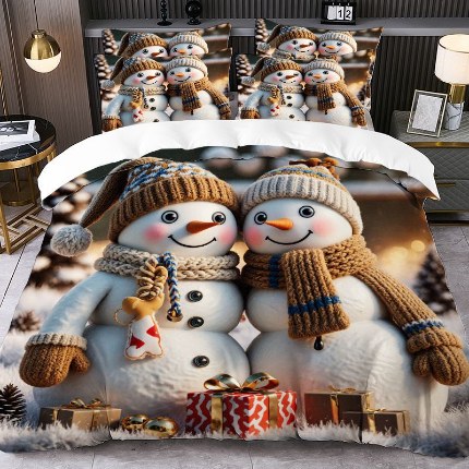 91家纺网 家纺一手货源 找家纺 jit跨境数码印花被套三件套一件代发temu希音集采shein亚马逊速卖通pod模式-圣诞款第四批