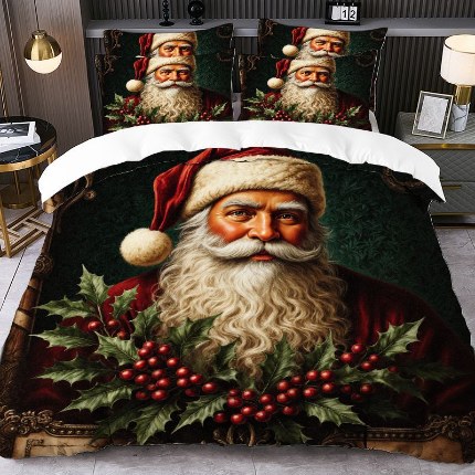 91家纺网 家纺一手货源 找家纺 jit跨境数码印花被套三件套一件代发temu希音集采shein亚马逊速卖通pod模式-圣诞款第四批