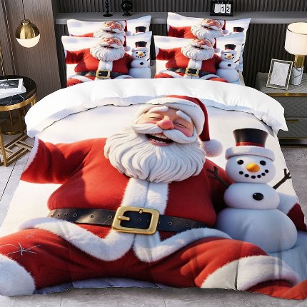 91家纺网 家纺一手货源 找家纺 jit跨境数码印花被套三件套一件代发temu希音集采shein亚马逊速卖通pod模式-圣诞款第四批