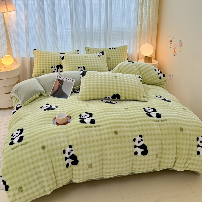 91家纺网 家纺一手货源 找家纺 （总）爱多多家居 2025新款 印花兔兔绒牛奶绒大泡泡四件套单被套