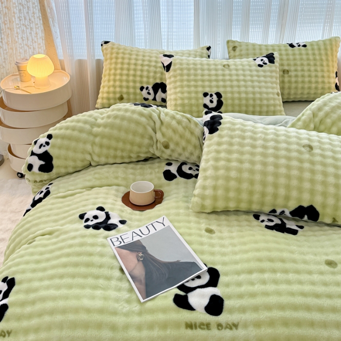 91家纺网 家纺一手货源 找家纺 （总）爱多多家居 2025新款 印花兔兔绒牛奶绒大泡泡四件套单被套