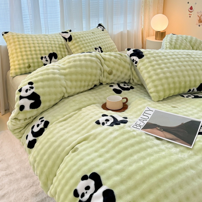 91家纺网 家纺一手货源 找家纺 （总）爱多多家居 2025新款 印花兔兔绒牛奶绒大泡泡四件套单被套