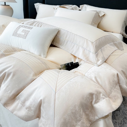 91家纺网 家纺一手货源 找家纺 （总）高档礼盒装彩金色织提花+50*50S贡缎长绒棉纯棉加厚磨毛四件套100%全棉