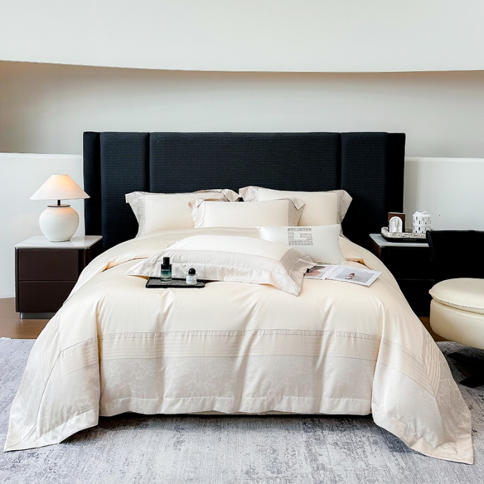 91家纺网 家纺一手货源 找家纺 高档礼盒装彩金色织提花+50*50S贡缎长绒棉纯棉加厚磨毛四件套100%全棉 香槟金-玛奇朵-彩金色织提花纯棉磨毛