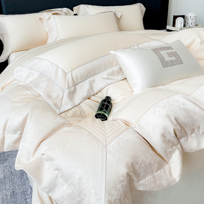 91家纺网 家纺一手货源 找家纺 高档礼盒装彩金色织提花+50*50S贡缎长绒棉纯棉加厚磨毛四件套100%全棉 香槟金-玛奇朵-彩金色织提花纯棉磨毛