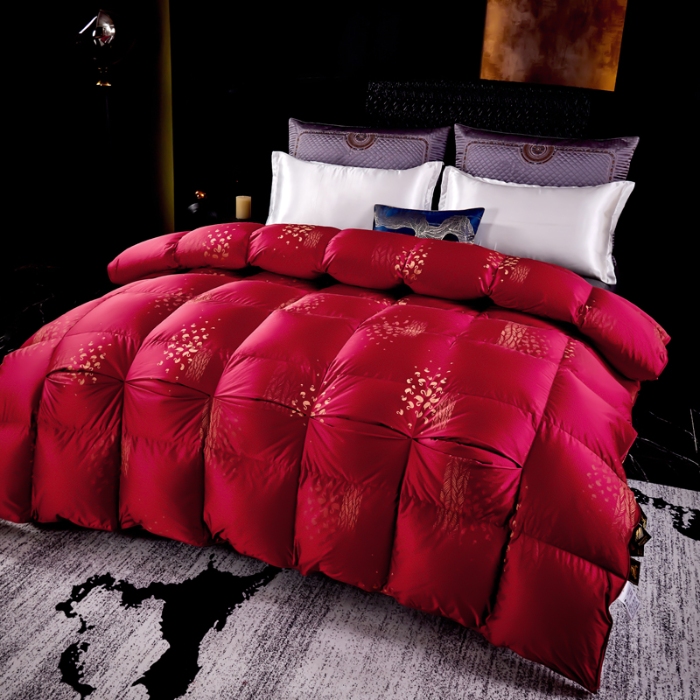 91家纺网 家纺一手货源 找家纺 （总）抗日家纺 专版新品羽绒被壳 高密银丝苏绣提花工艺款羽绒被 千禧之约