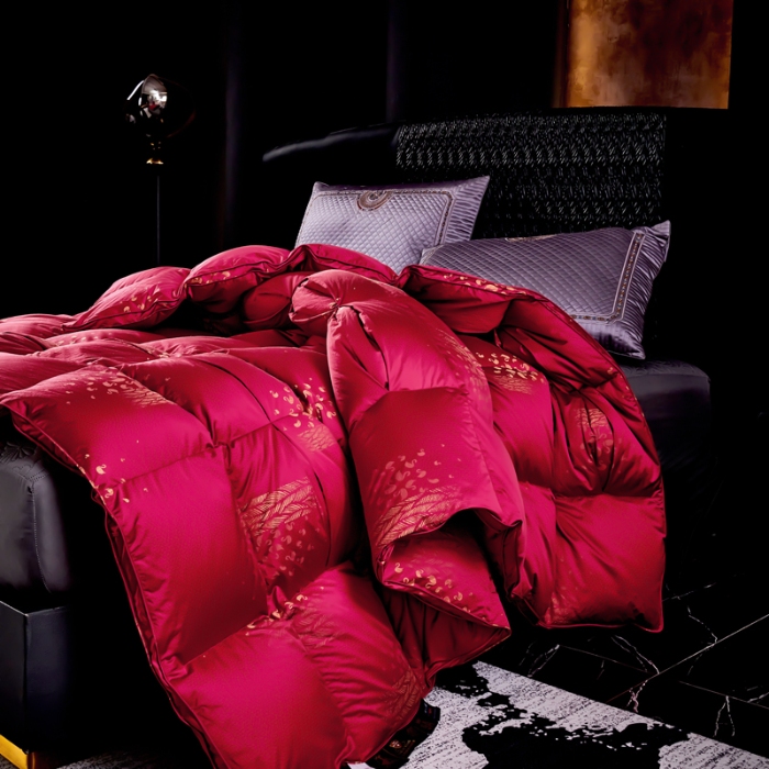 91家纺网 家纺一手货源 找家纺 （总）抗日家纺 专版新品羽绒被壳 高密银丝苏绣提花工艺款羽绒被 千禧之约