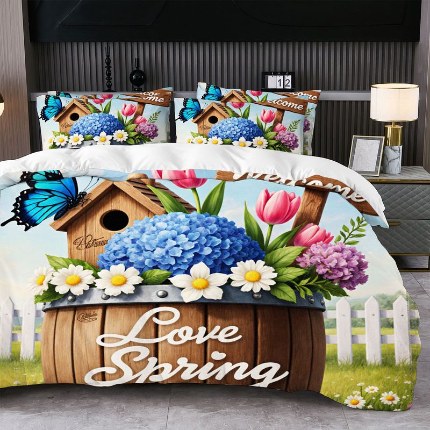 91家纺网 家纺一手货源 找家纺 jit跨境数码印花被套三件套一件代发temu希音集采shein亚马逊速卖通pod模式