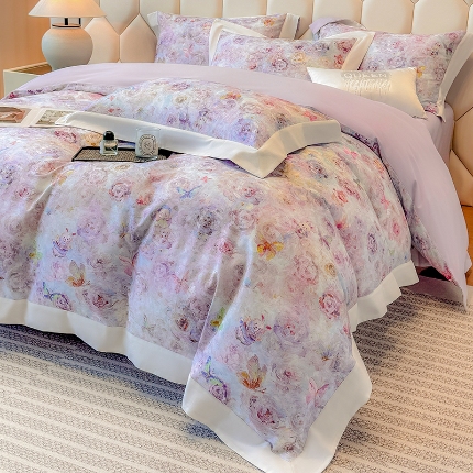 91家纺网 家纺一手货源 找家纺 （总）高档礼盒装50*50S贡缎长绒棉数码印花四件套100%纯棉磨毛加厚全棉床单床笠款量大价优