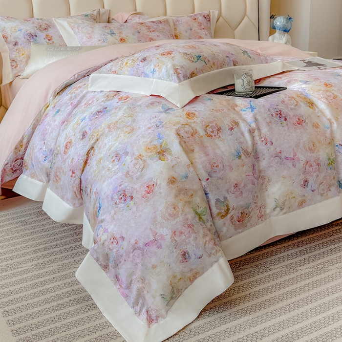 91家纺网 家纺一手货源 找家纺 （总）高档礼盒装50*50S贡缎长绒棉数码印花四件套100%纯棉磨毛加厚全棉床单床笠款量大价优