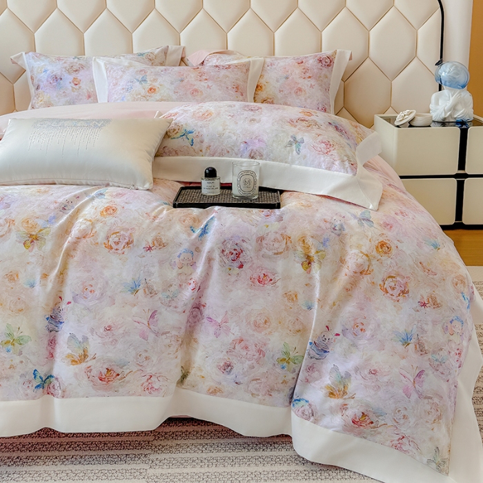 91家纺网 家纺一手货源 找家纺 （总）高档礼盒装50*50S贡缎长绒棉数码印花四件套100%纯棉磨毛加厚全棉床单床笠款量大价优