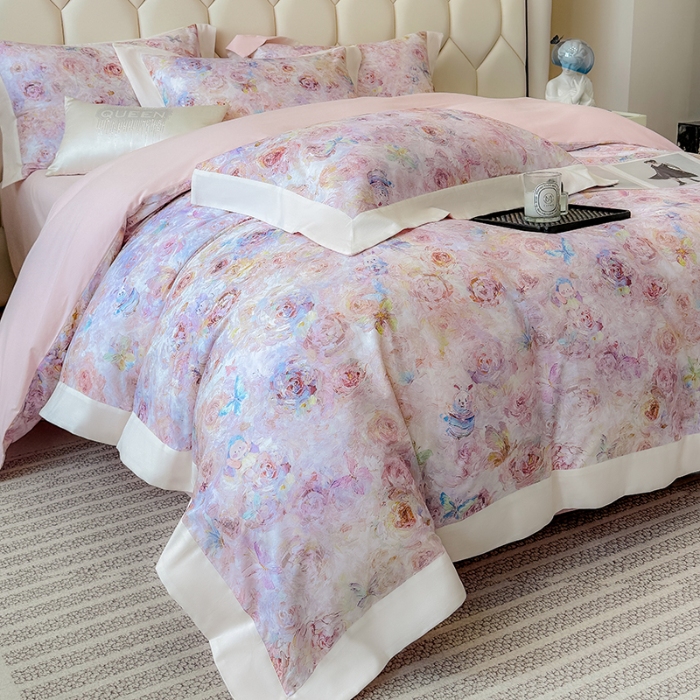 91家纺网 家纺一手货源 找家纺 （总）高档礼盒装50*50S贡缎长绒棉数码印花四件套100%纯棉磨毛加厚全棉床单床笠款量大价优