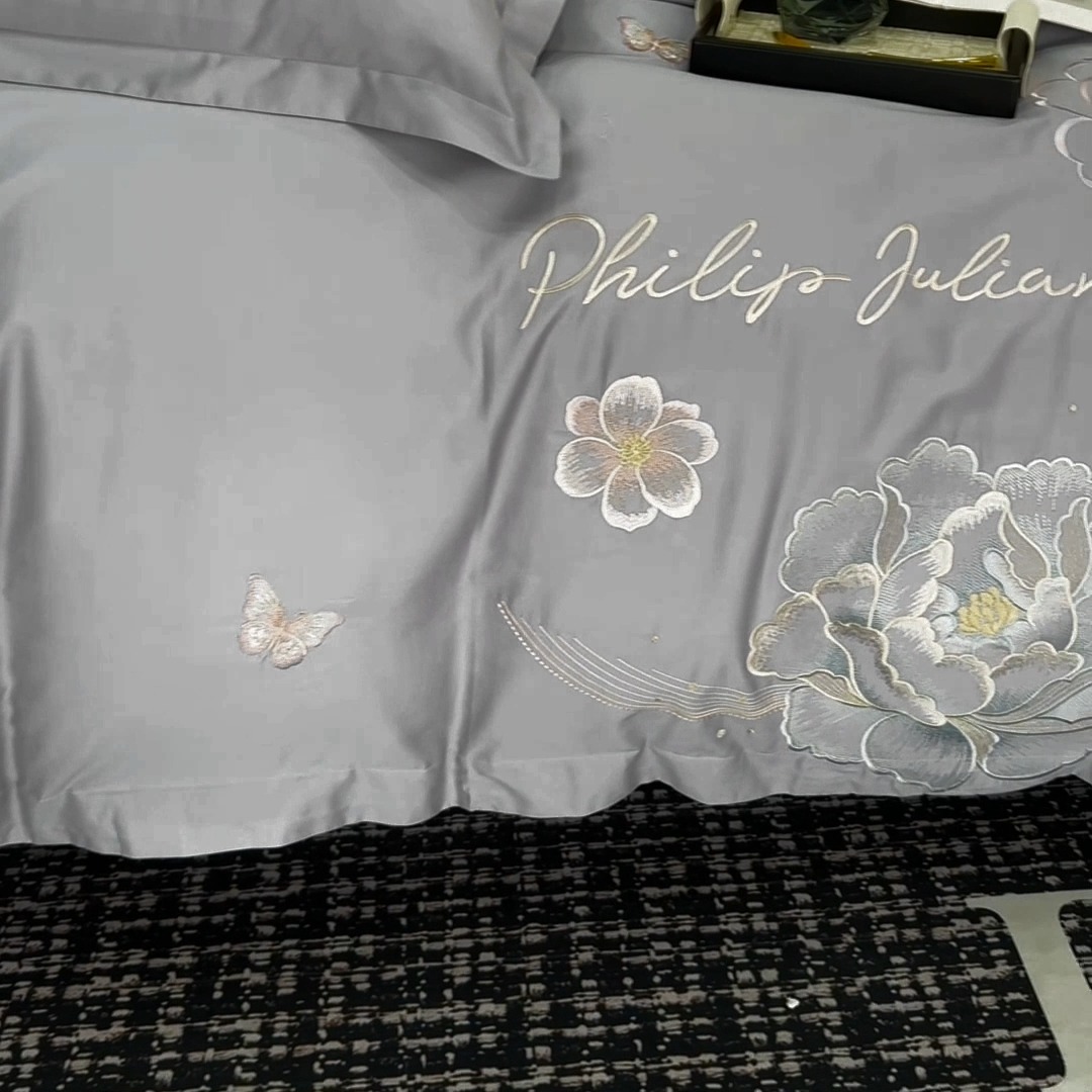 91家纺网 家纺一手货源 找家纺 （总）2025新款长绒棉全棉刺绣轻奢四件套--花开富贵 