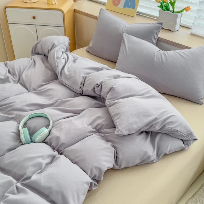 91家纺网 家纺一手货源 找家纺 2026新款苏东来家纺外贸出口跨境韩国提花棉四件套高端超柔手感超好（长期做，十年不换款） T灰色