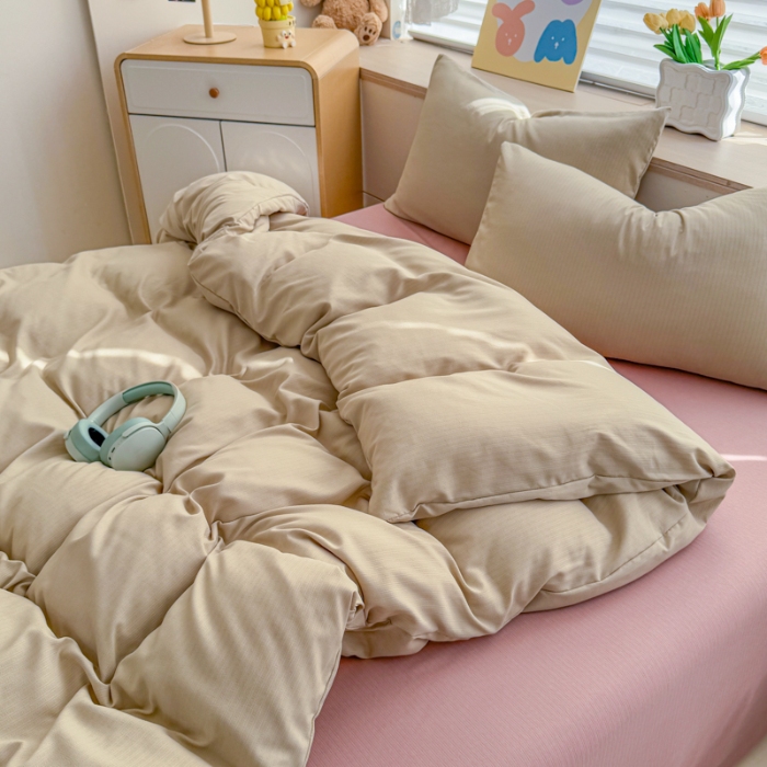 91家纺网 家纺一手货源 找家纺 2026新款苏东来家纺外贸出口跨境韩国提花棉四件套高端超柔手感超好（长期做，十年不换款） T灰色