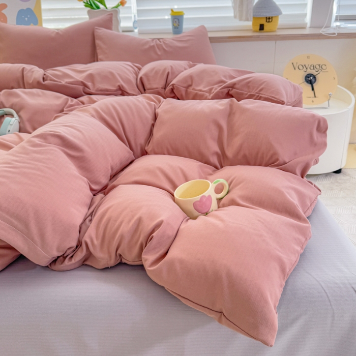 91家纺网 家纺一手货源 找家纺 2026新款苏东来家纺外贸出口跨境韩国提花棉四件套高端超柔手感超好（长期做，十年不换款） T豆沙+T灰色